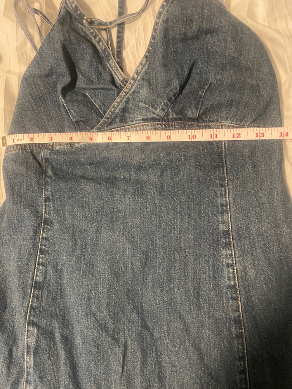 Y2K Denim Halter Backless Dress - Blue - Picture 7 of 7